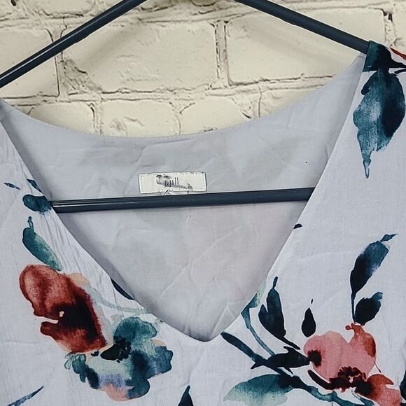 J.Jill Petite XSP Cornflower Blue Floral Ruffle Hem Crepe Fit & Flare Midi Dress - Picture 4 of 12